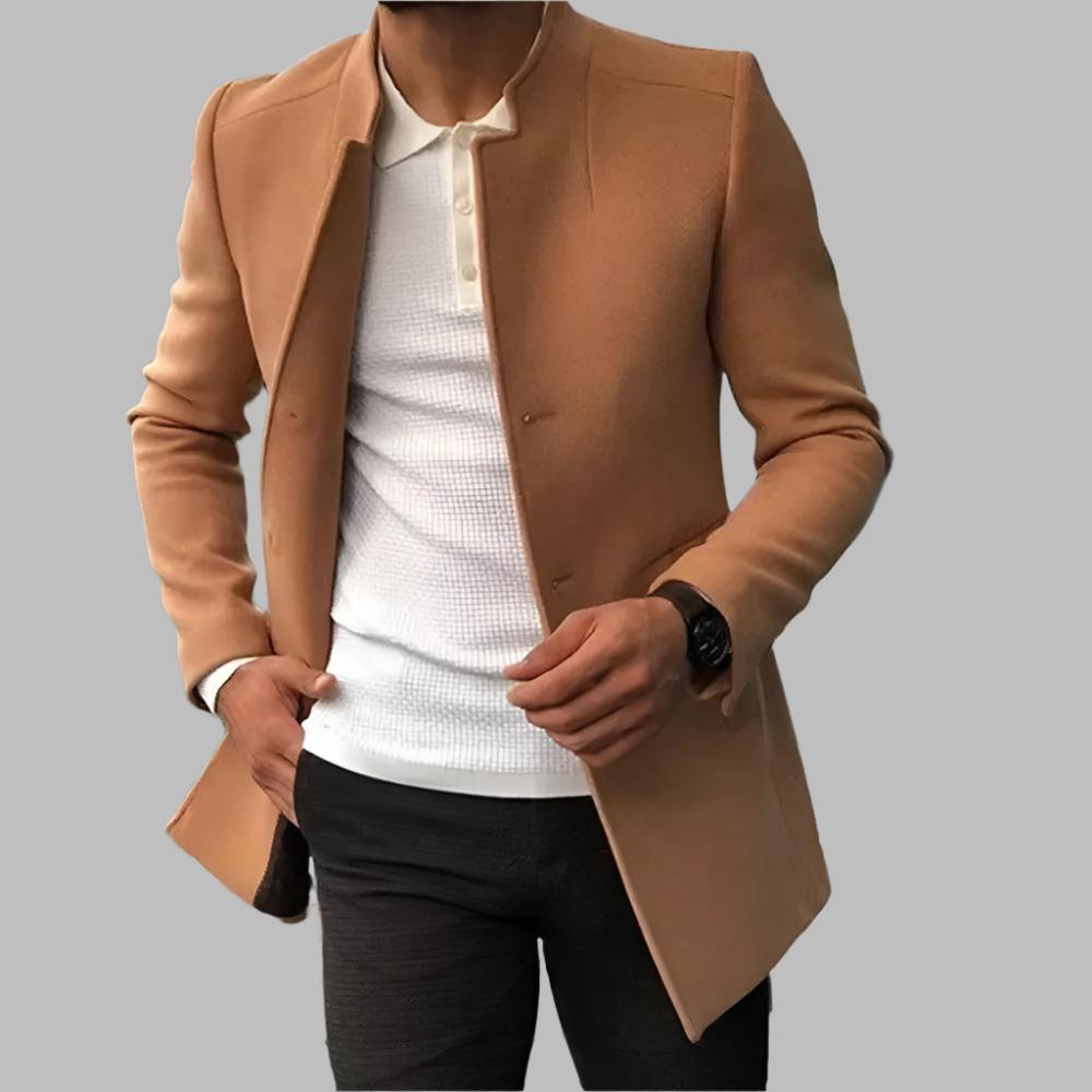 Denmo Men's Wool Coat – Tailored Fit, Warm Fabric & Timeless Formal Style