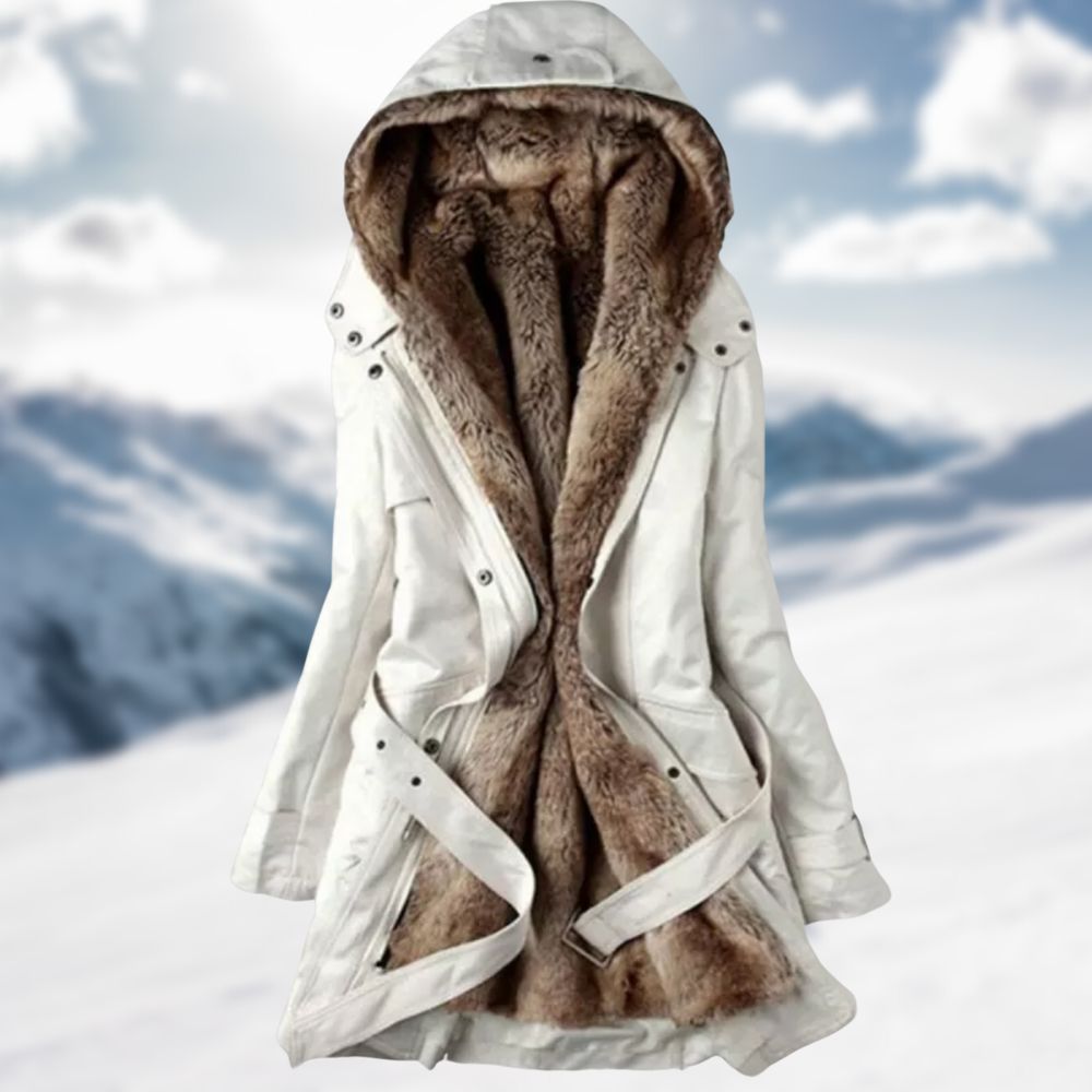 Ruth Women's Long Parka Coat – Faux Fur Hooded Winter Zip Jacket