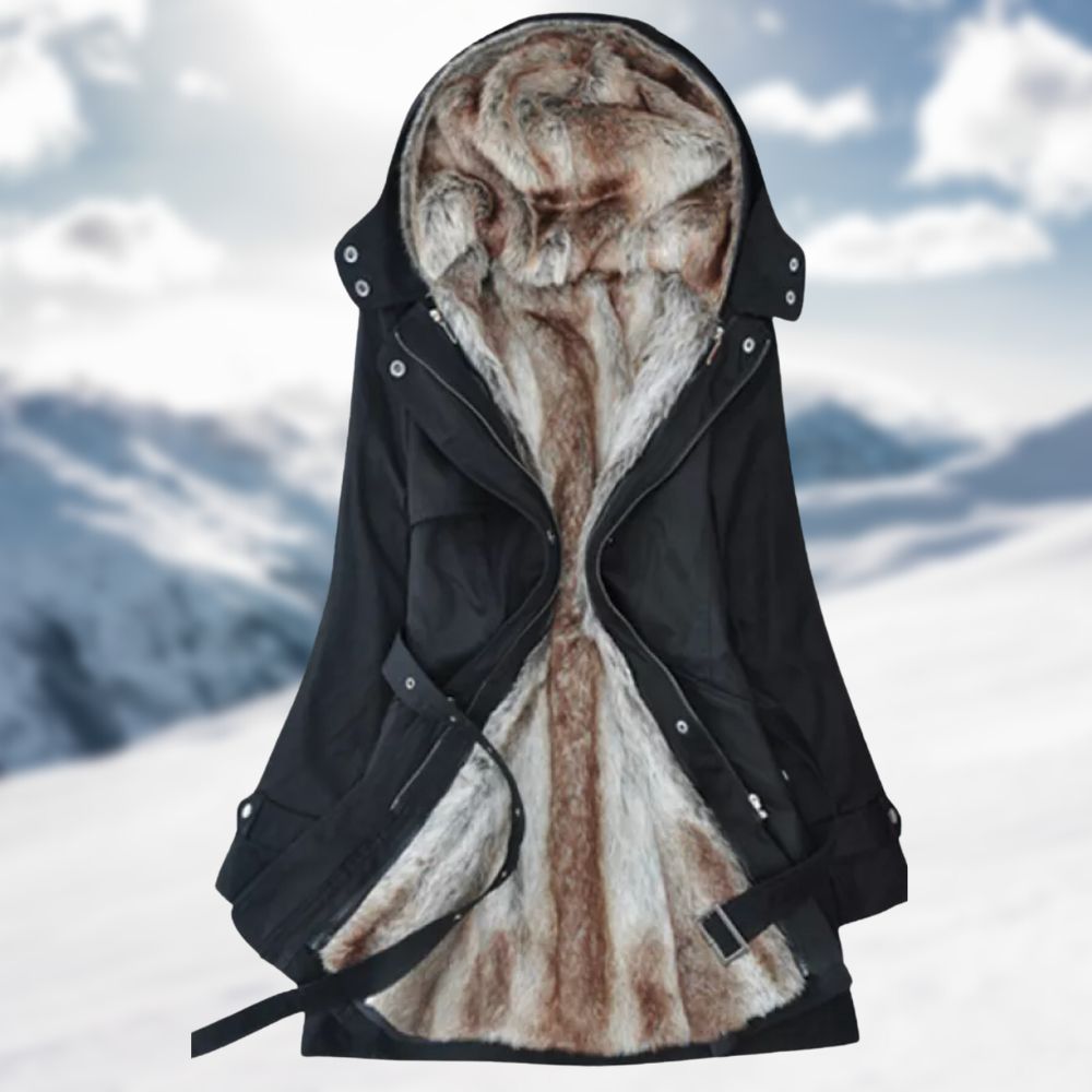 Ruth Women's Long Parka Coat – Faux Fur Hooded Winter Zip Jacket
