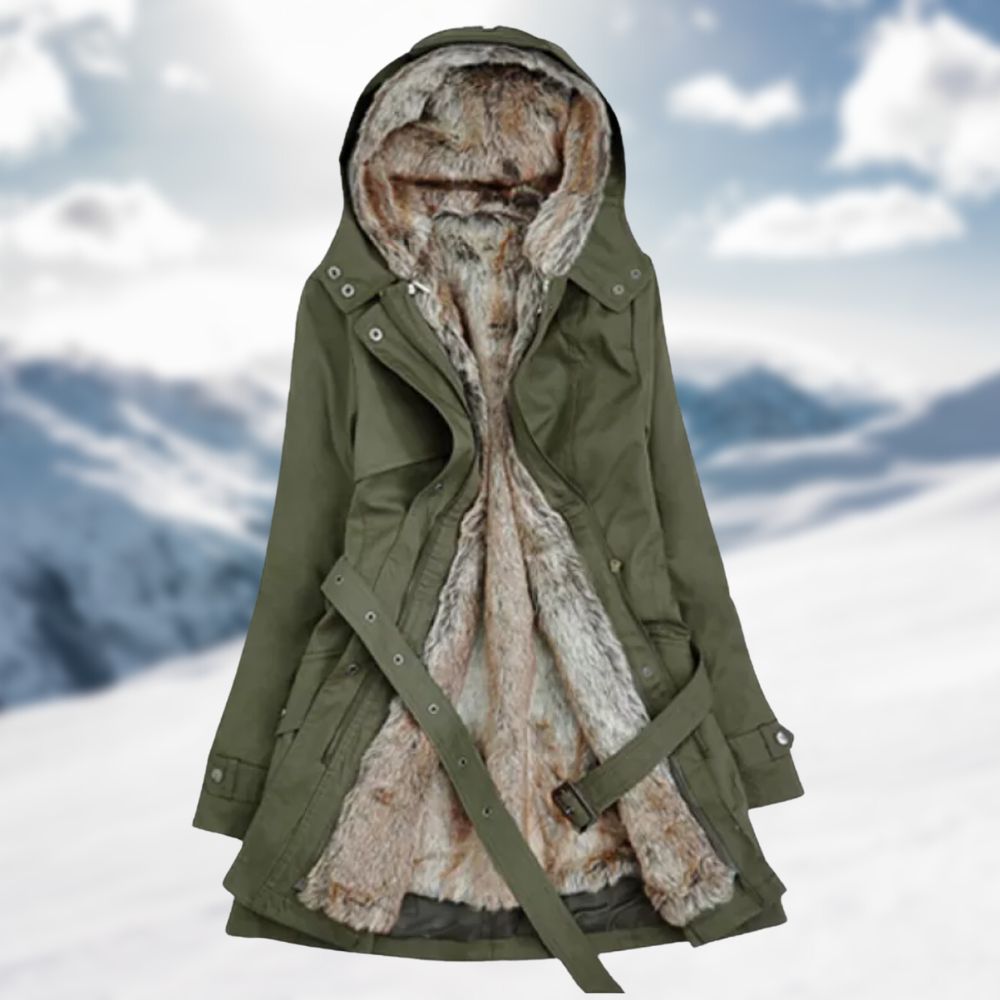 Ruth Women's Long Parka Coat – Faux Fur Hooded Winter Zip Jacket