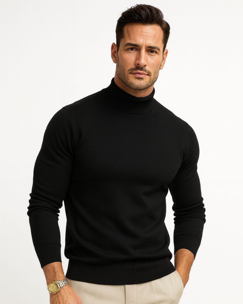 Theron Men's Roll-Neck Jumper – Soft Breathable Knit with a Refined Fitted Shape