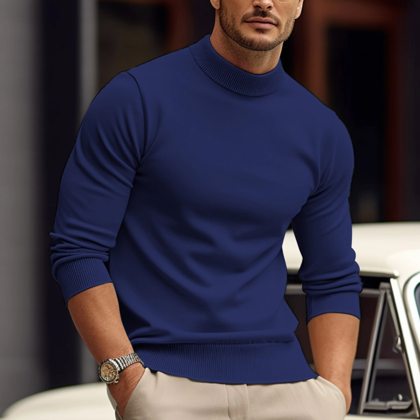 Theron Men's Roll-Neck Jumper – Soft Breathable Knit with a Refined Fitted Shape