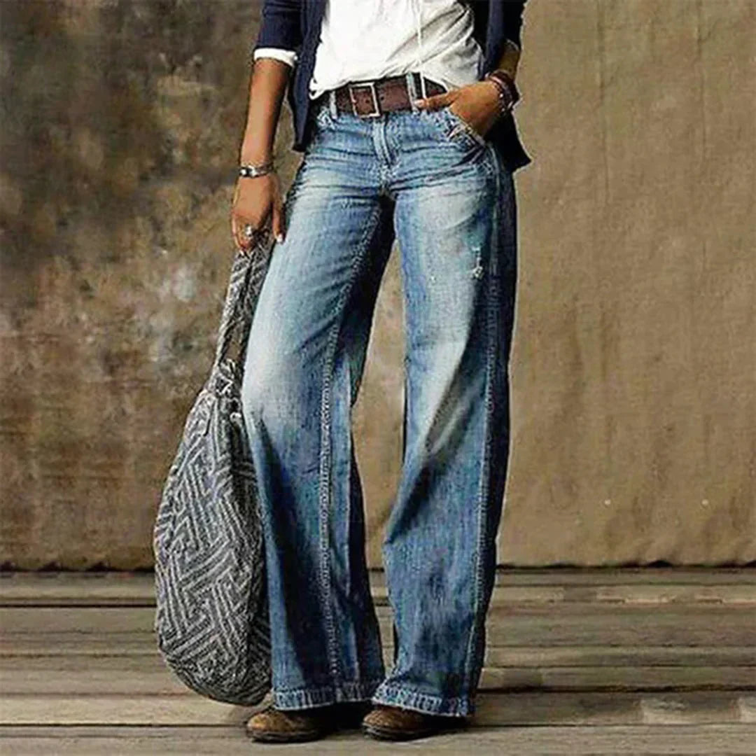 Ainsley Women's Low Rise Jeans – Stretch Vintage Denim Slim Fit Trousers