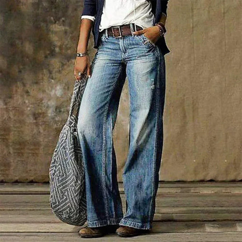Ainsley Women's Low Rise Jeans – Stretch Vintage Denim Slim Fit Trousers
