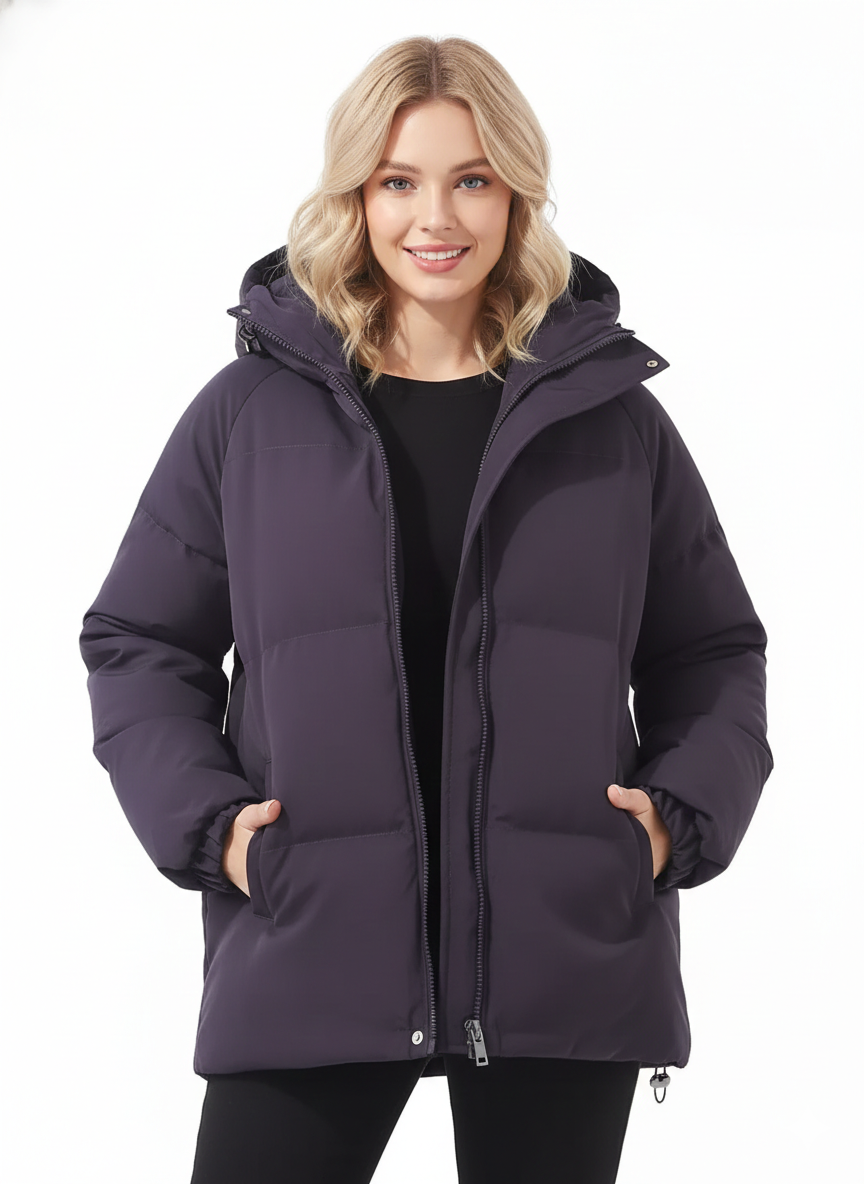 Lila Women's Lightweight Puffer Jacket – Hooded Zip Up Winter Quilted Coat