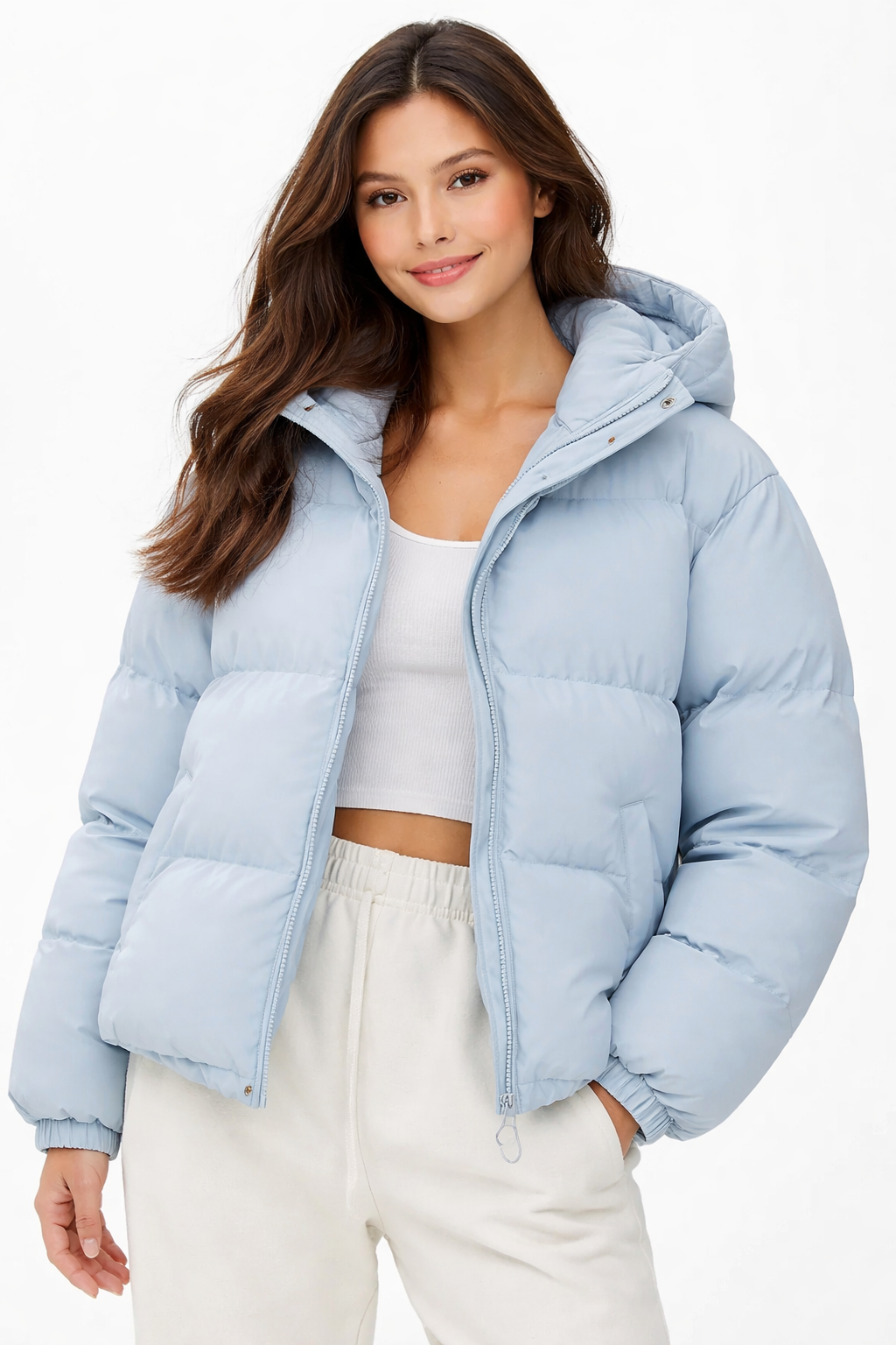 Lila Women's Lightweight Puffer Jacket – Hooded Zip Up Winter Quilted Coat