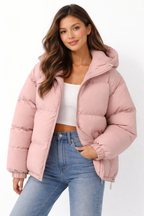 Lila Women's Lightweight Puffer Jacket – Hooded Zip Up Winter Quilted Coat