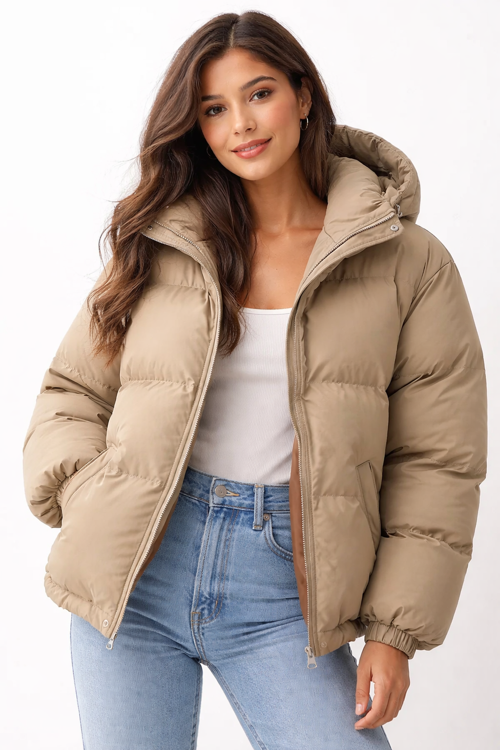 Lila Women's Lightweight Puffer Jacket – Hooded Zip Up Winter Quilted Coat