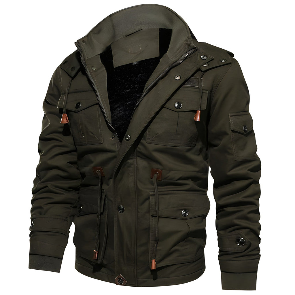 Tristan Men's Military Jacket – Water Resistant Fleece Lined Utility Coat
