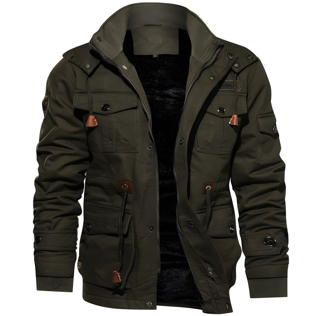 Tristan Men's Military Jacket – Water Resistant Fleece Lined Utility Coat
