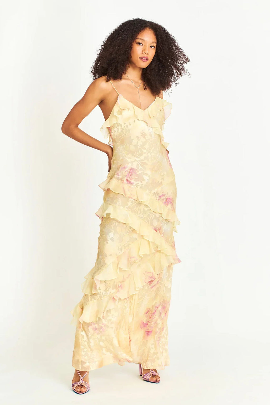 Alice Women's Ruffle Maxi Dress – Open Back Elegant Summer Occasion Dress