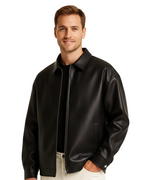 Vaughn Men's Leather-Look Jacket – Structured Fit, Zip Front & Urban Style