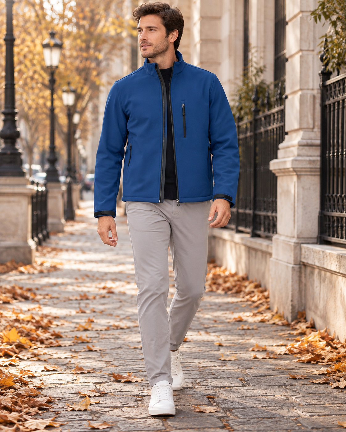 Ulric Men's Water-Resistant Fleece-Backed Softshell Jacket with Zippered Pockets