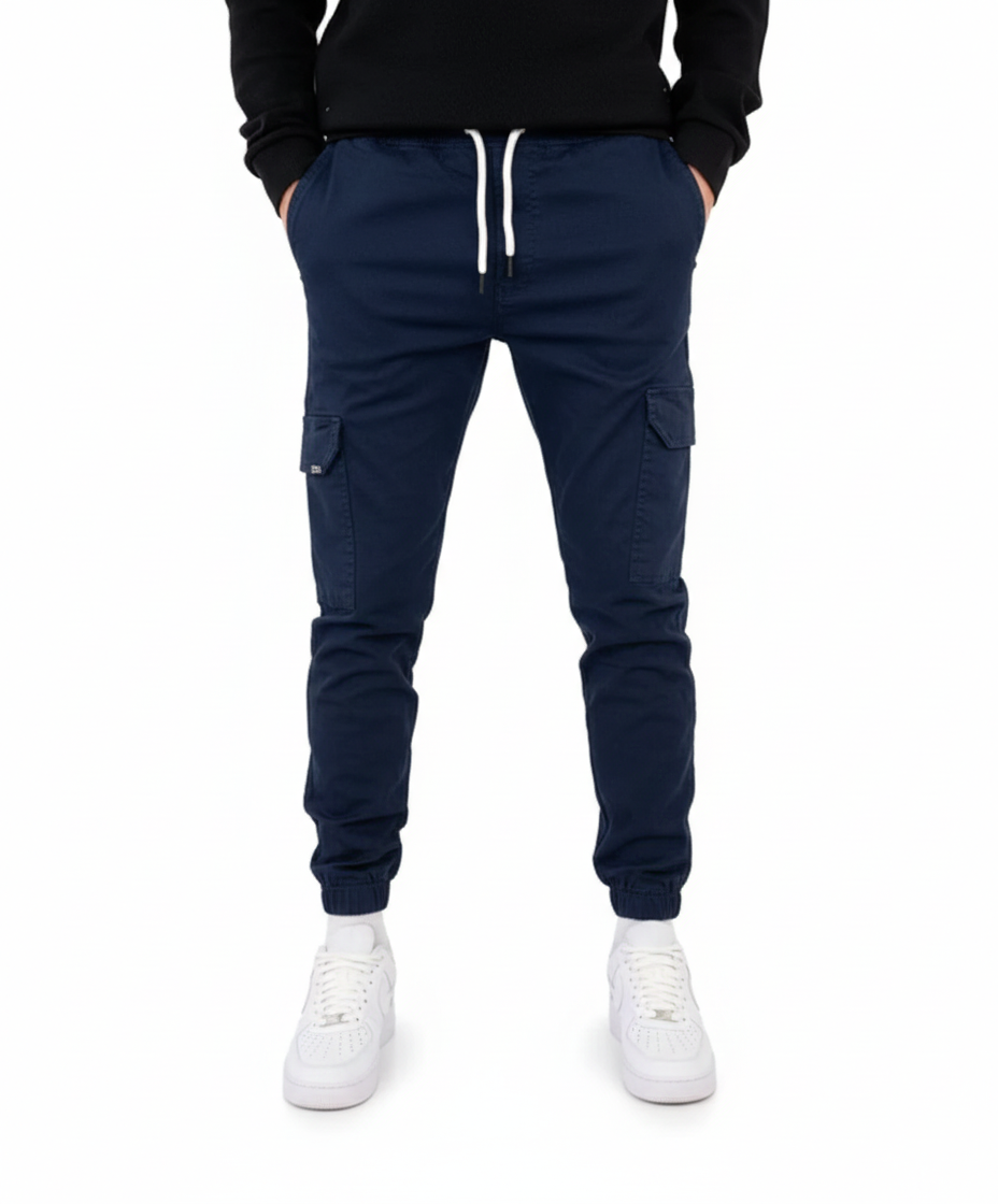Cormac Men's Cargo Trousers – Slim Fit Drawstring Multi Pocket Casual Pants