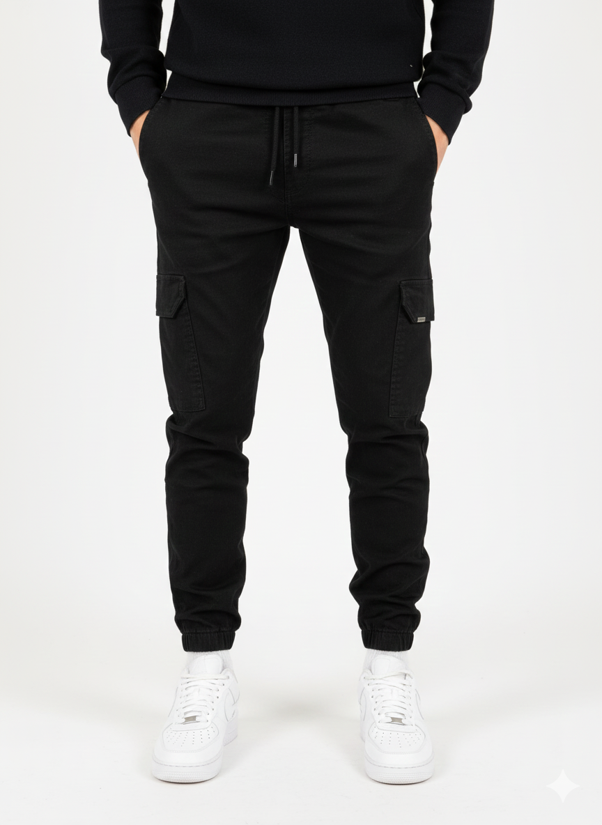 Cormac Men's Cargo Trousers – Slim Fit Drawstring Multi Pocket Casual Pants