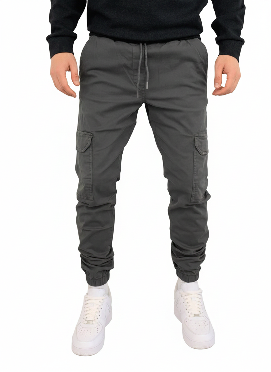 Cormac Men's Cargo Trousers – Slim Fit Drawstring Multi Pocket Casual Pants