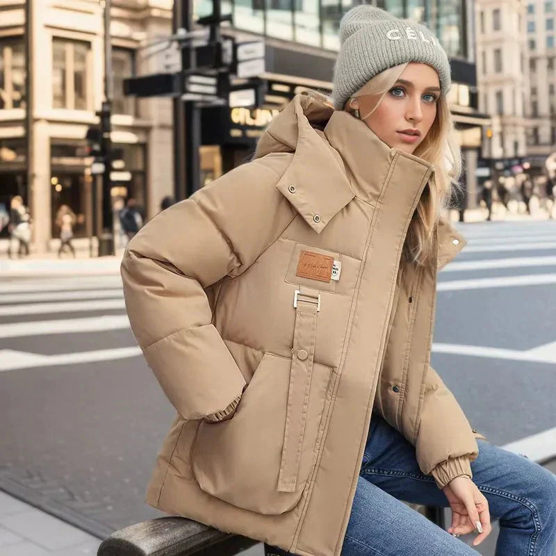 Lara Women's Waterproof Puffer Jacket – Oversized Hooded Winter Quilted Coat