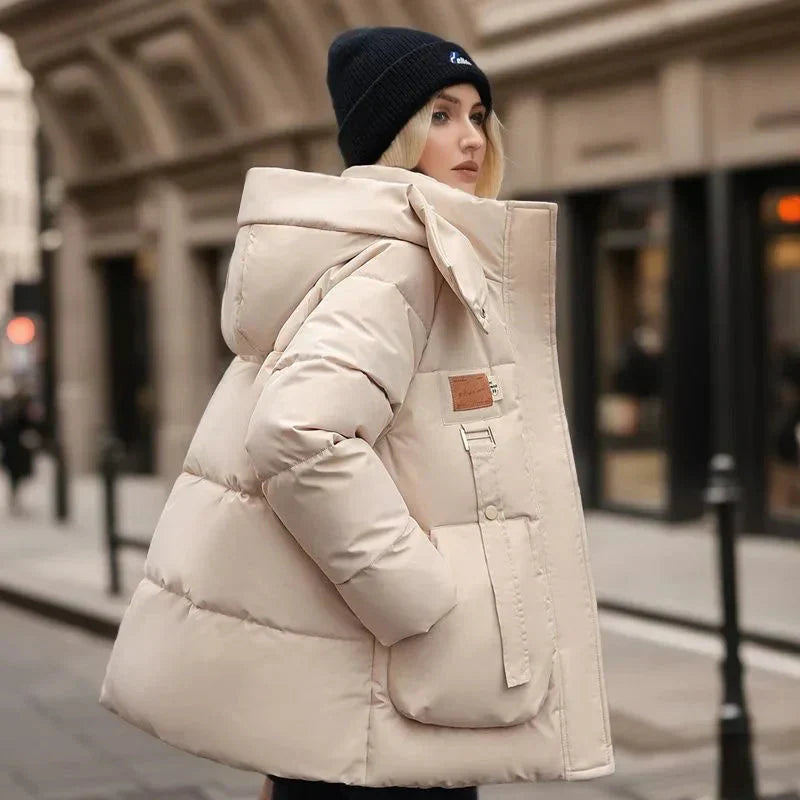 Lara Women's Waterproof Puffer Jacket – Oversized Hooded Winter Quilted Coat