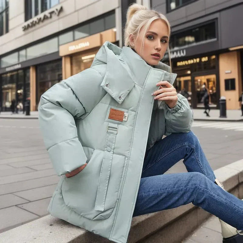 Lara Women's Waterproof Puffer Jacket – Oversized Hooded Winter Quilted Coat