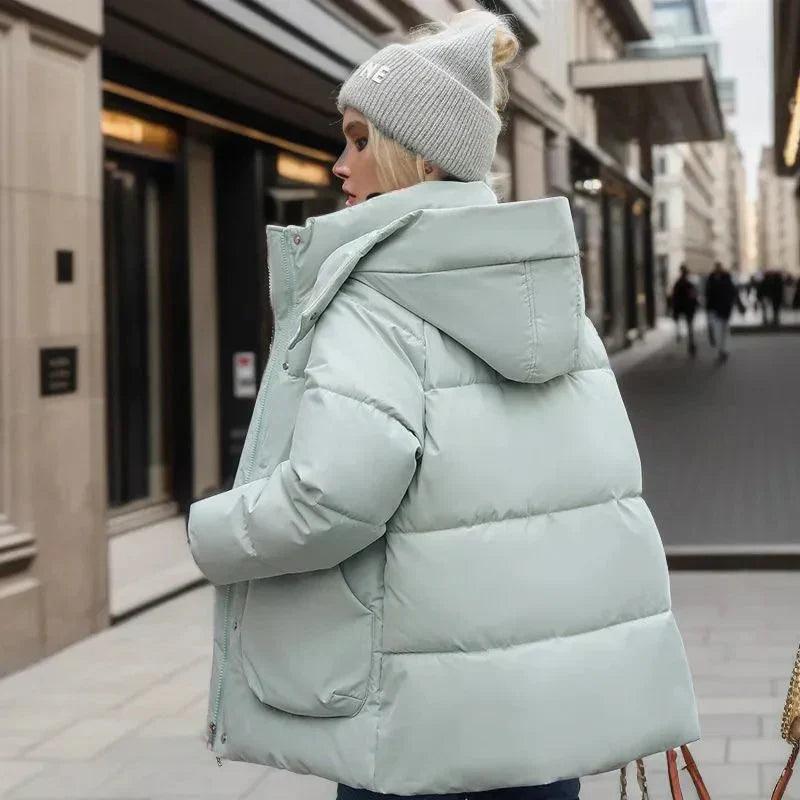 Lara Women's Waterproof Puffer Jacket – Oversized Hooded Winter Quilted Coat