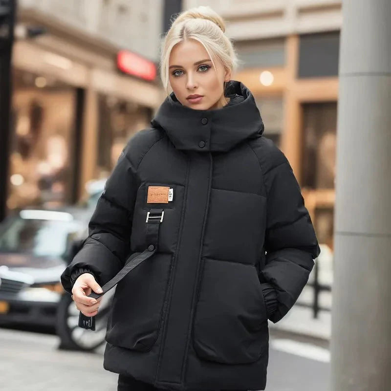 Lara Women's Waterproof Puffer Jacket – Oversized Hooded Winter Quilted Coat