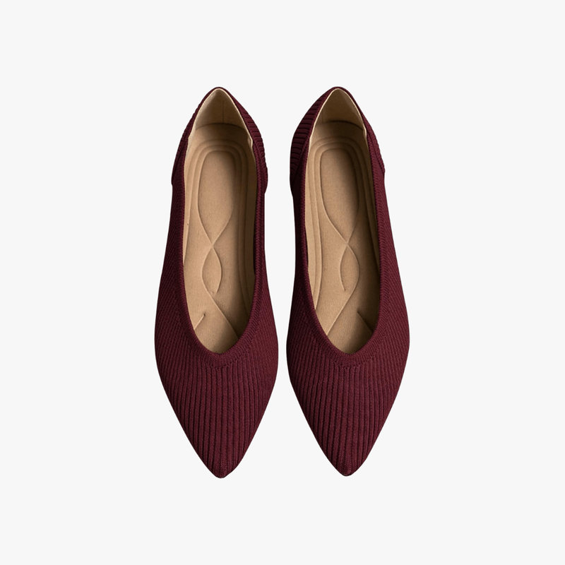 Hazel Women's Knit Ballet Flats – Pointed Toe Memory Foam Comfort Shoes