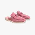 Elise Women's Slip On Mules – Buckle Detail Flat Casual Comfort Loafers