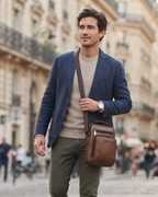 Winston Men's PU Leather Messenger Bag – Multi-Pocket Adjustable Crossbody Bag