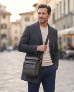 Vincent Men's Leather Crossbody Bag – Genuine Cowhide Shoulder Messenger Bag
