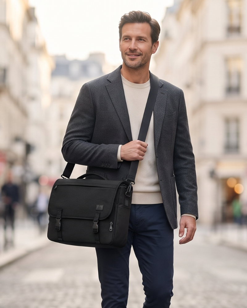 Cliff Men's 15.6 Inch Laptop Messenger Bag – Water-Resistant Nylon Shoulder Bag