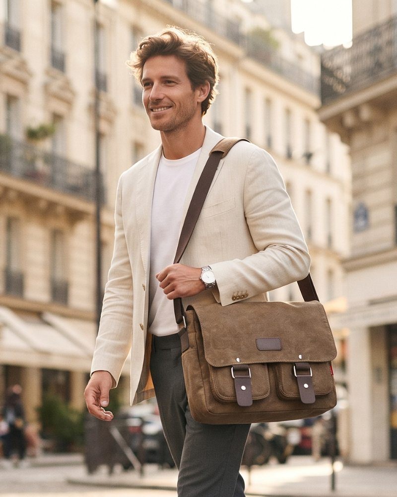 Malcolm Men's Canvas Messenger Bag – Multi-Pocket Shoulder Crossbody Satchel