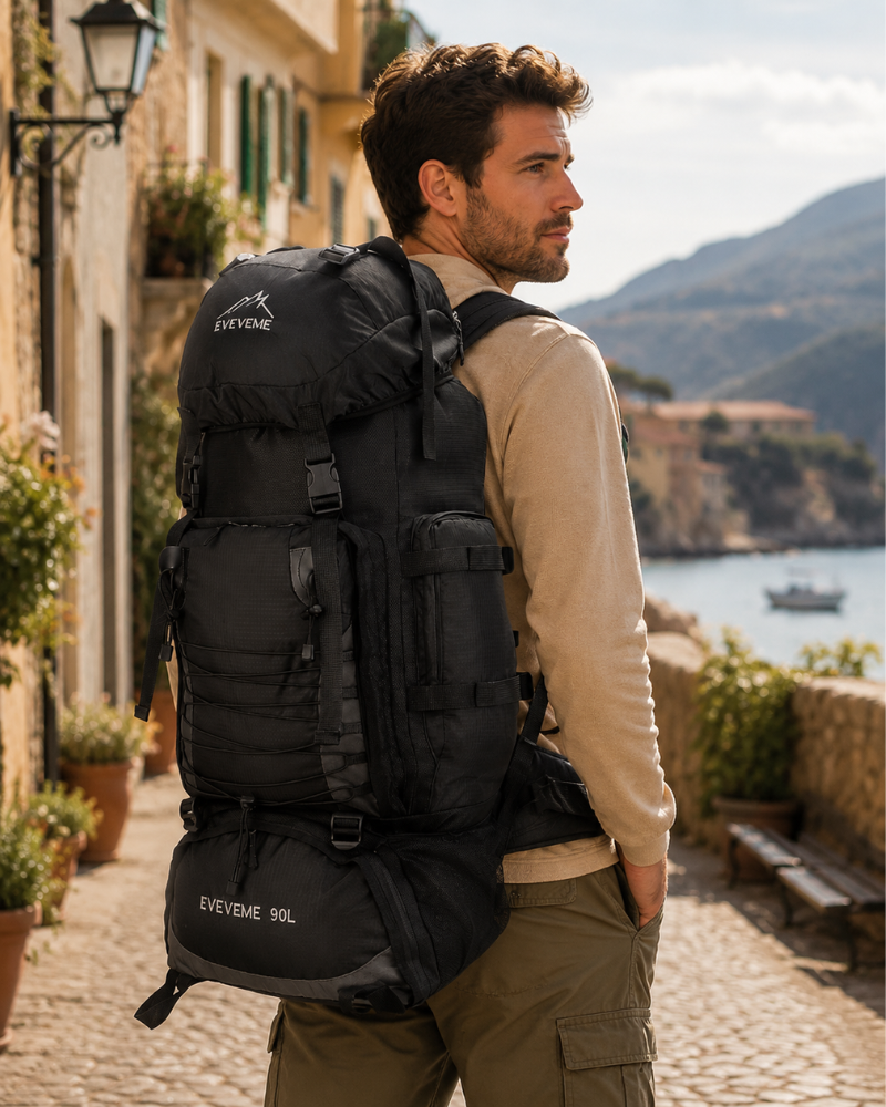 Trenton 90L Waterproof Hiking Backpack – Oxford Camping Rucksack with Multi Compartments