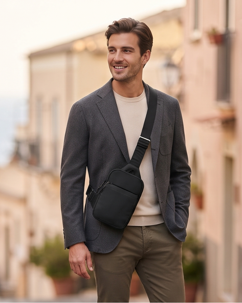 Gavin Men's Crossbody Sling Bag – Dual Pocket Sports Chest Bag for Phones up to 6.7 Inch