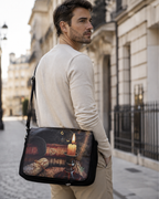 Brandon Men's Gothic Messenger Bag – Large Canvas Crossbody Shoulder Bag with Multiple Pockets
