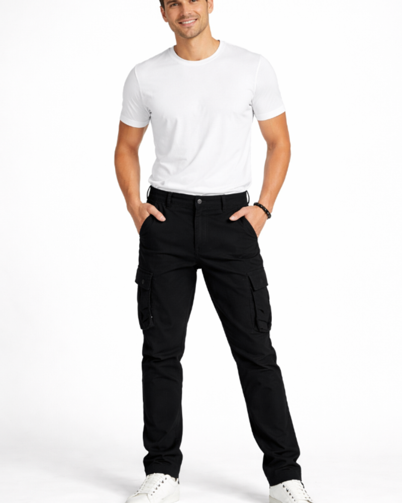 Cedric Men's Cargo Trousers – Straight Fit Cotton Workwear with Utility Pockets