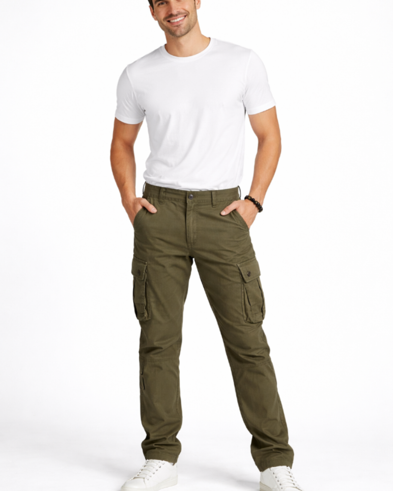 Cedric Men's Cargo Trousers – Straight Fit Cotton Workwear with Utility Pockets