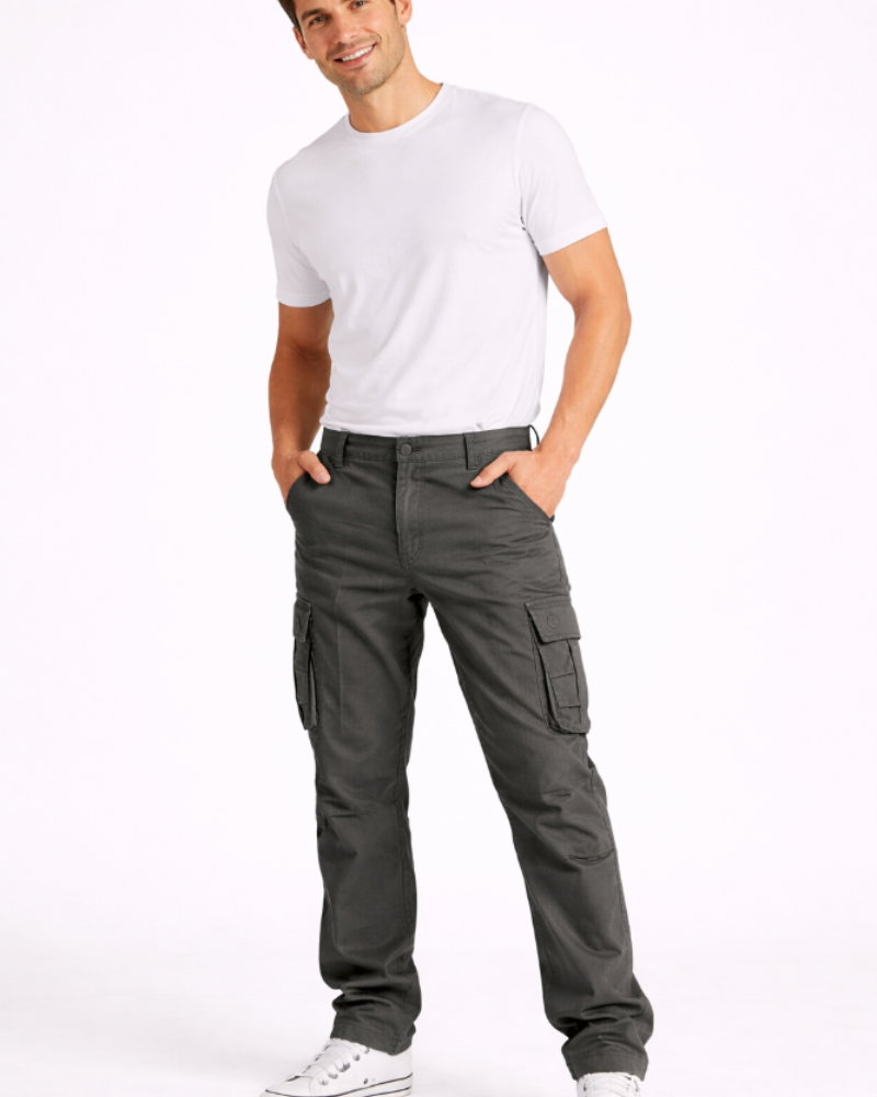 Cedric Men's Cargo Trousers – Straight Fit Cotton Workwear with Utility Pockets