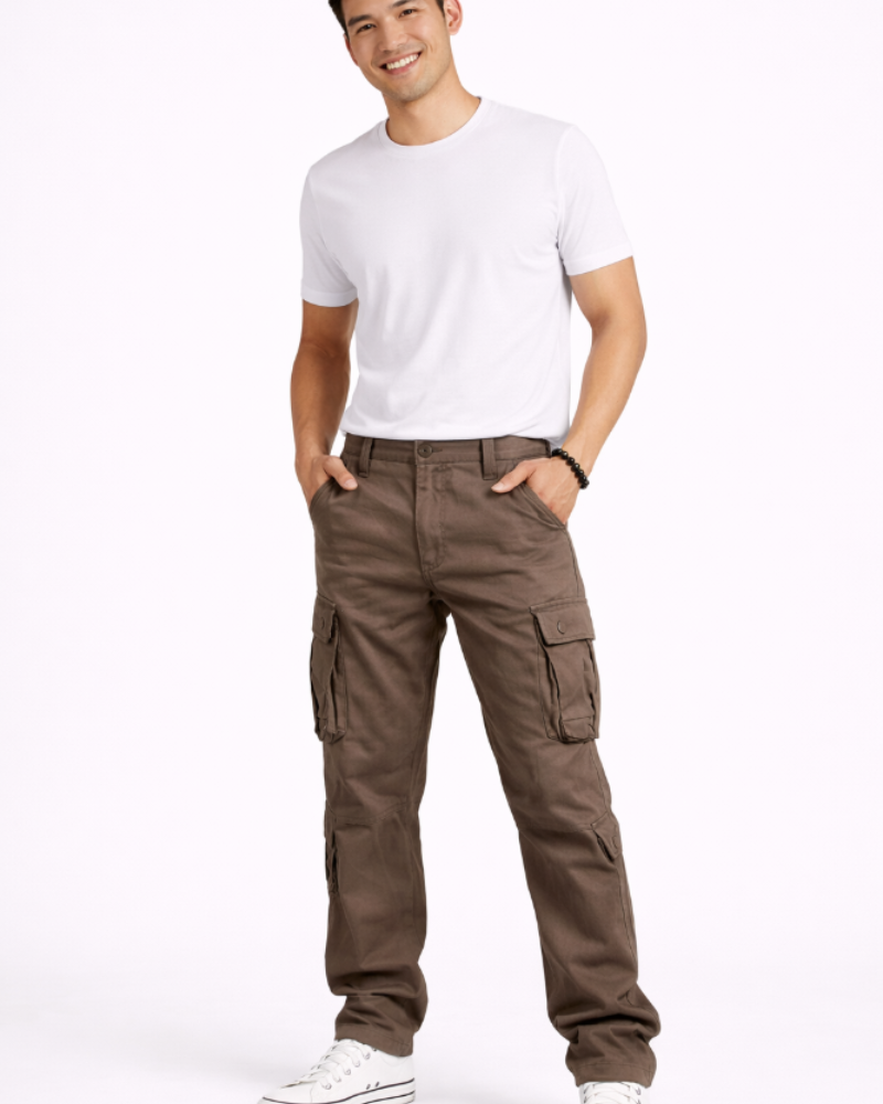 Cedric Men's Cargo Trousers – Straight Fit Cotton Workwear with Utility Pockets