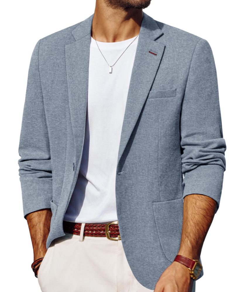 Mitchell Men's Blazer – Single Button Suit Jacket with Lapel Collar & Rear Vents