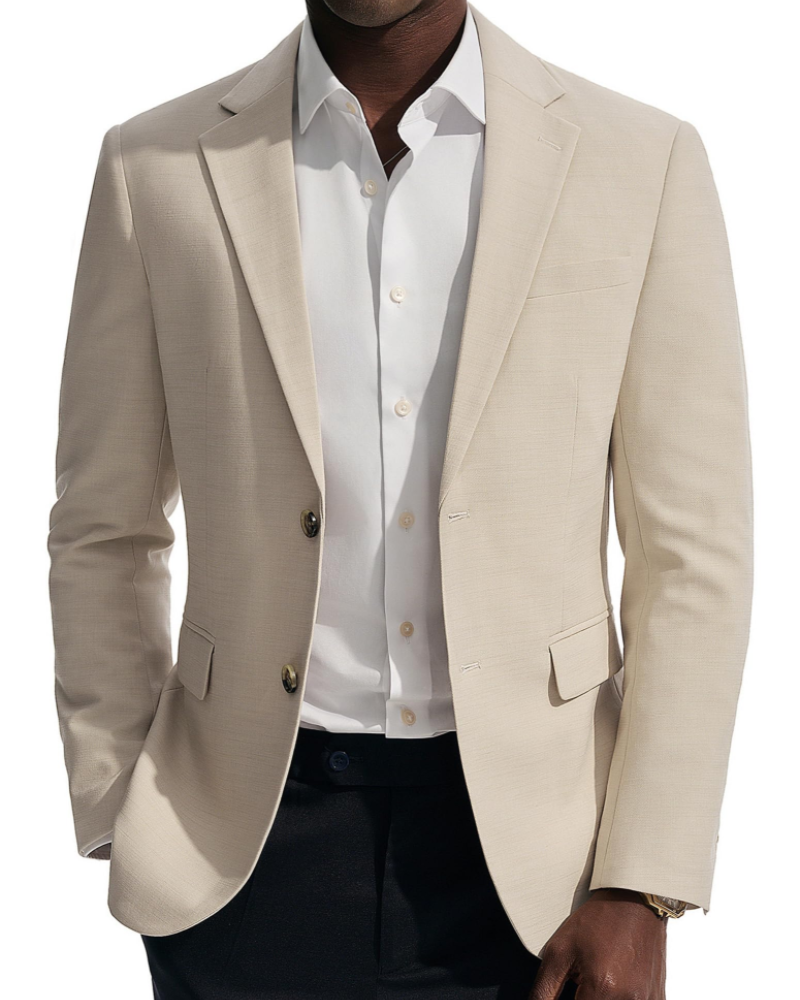 Elliis Men's Linen Blend Blazer – Regular Fit Suit Jacket with 2 Button Fastening