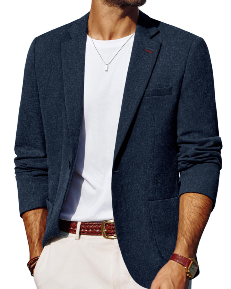 Mitchell Men's Blazer – Single Button Suit Jacket with Lapel Collar & Rear Vents
