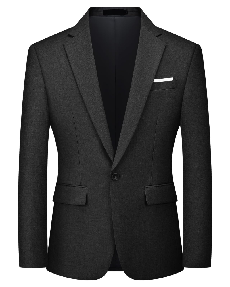 Bennett Men's Slim Fit Blazer – One Button Suit Jacket with Notched Lapel