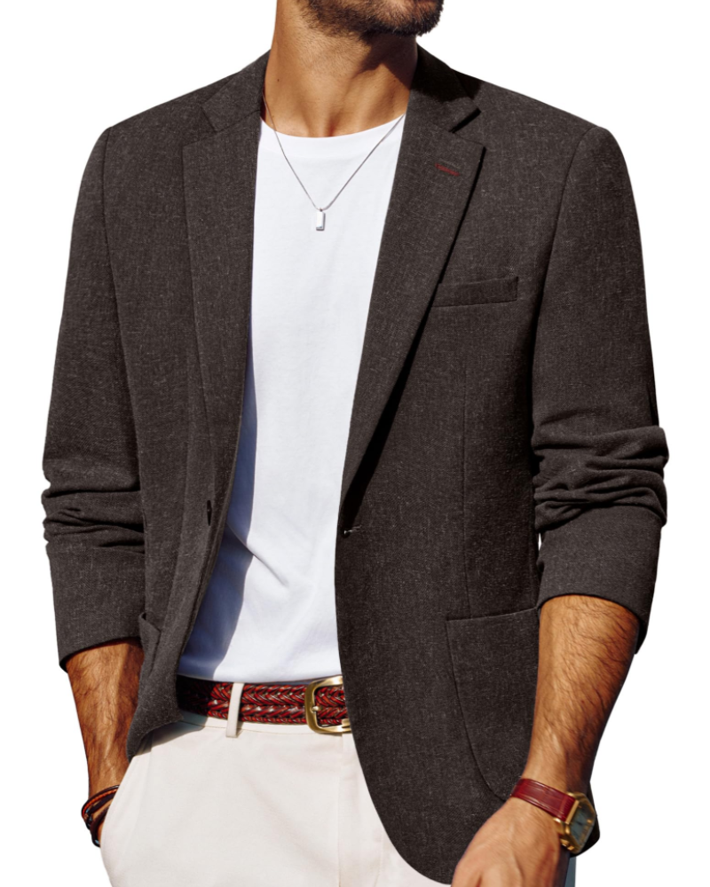 Bradley Men's Single-Button Blazer – Tailored Suit Jacket with Lapel Collar