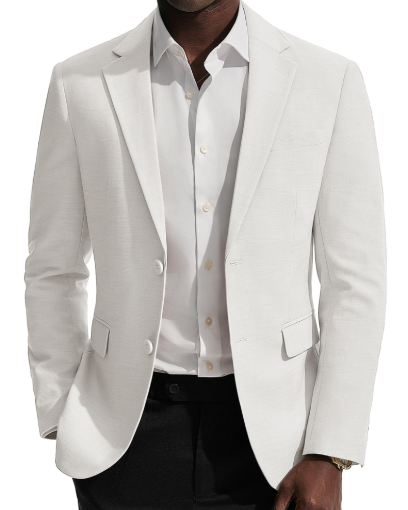 Elliis Men's Linen Blend Blazer – Regular Fit Suit Jacket with 2 Button Fastening