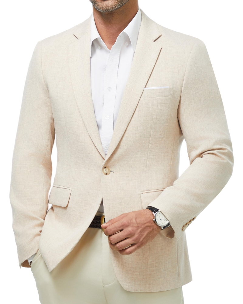 Calvin Men's Blazer – One Button Suit Jacket with Notched Lapel & Flap Pockets