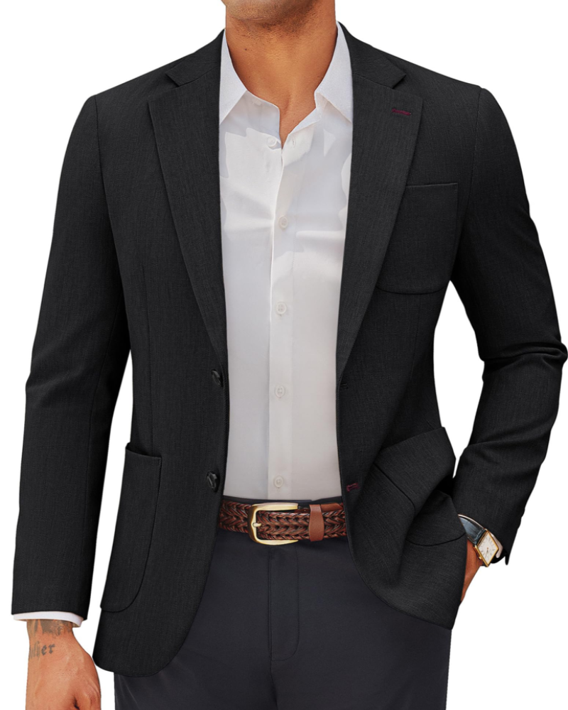 Brooks Men's Blazer – Tailored Suit Jacket with Double Rear Vents & Notched Lapel
