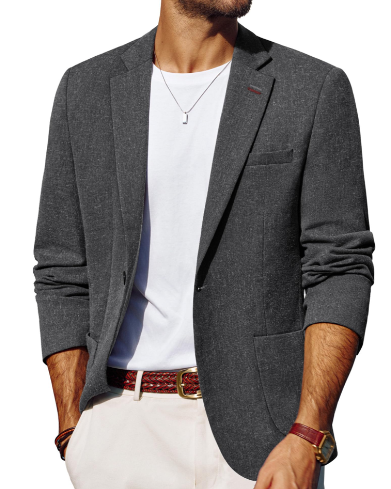 Bradley Men's Single-Button Blazer – Tailored Suit Jacket with Lapel Collar