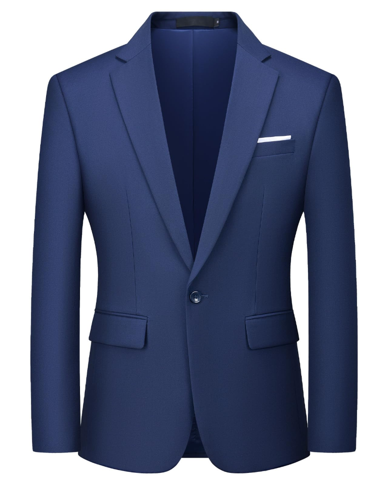 Bennett Men's Slim Fit Blazer – One Button Suit Jacket with Notched Lapel