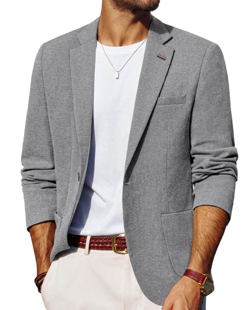 Mitchell Men's Blazer – Single Button Suit Jacket with Lapel Collar & Rear Vents