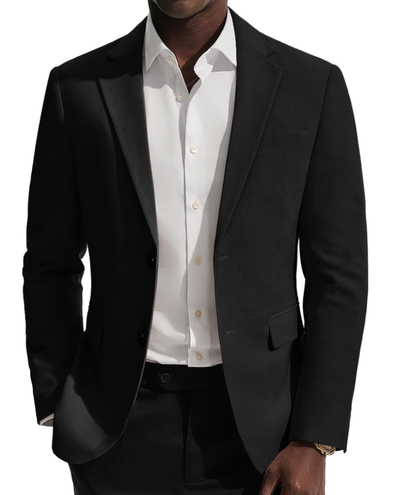 Elliis Men's Linen Blend Blazer – Regular Fit Suit Jacket with 2 Button Fastening